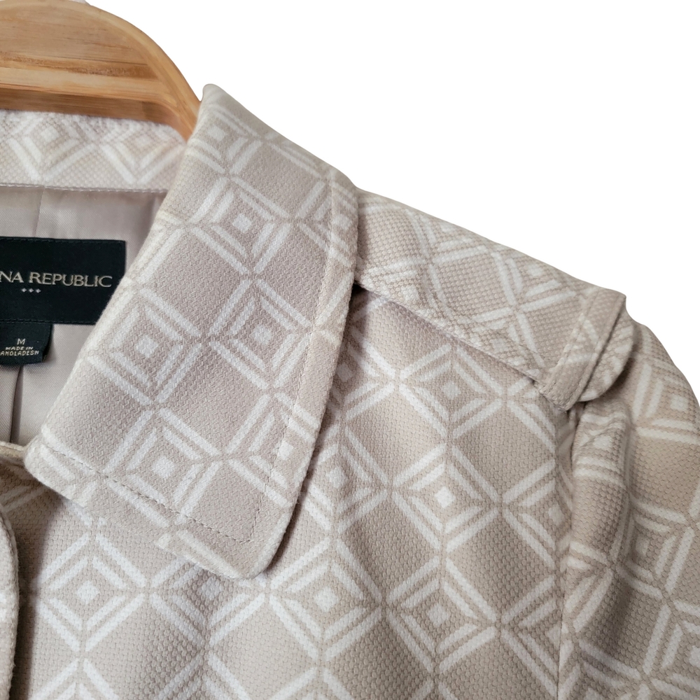 Womens Hip Length Trench Coat Diamond Pattern Banana Republic Size M - Picture 2 of 12